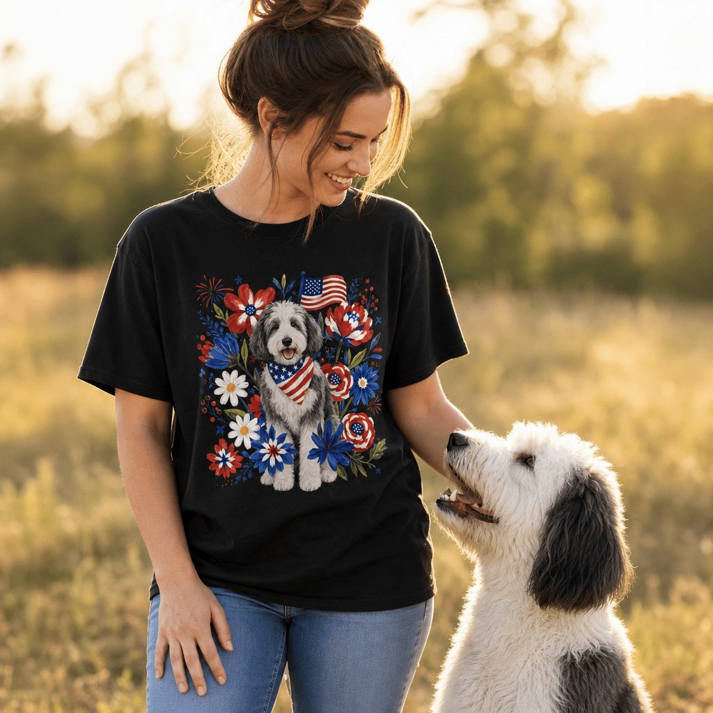 Sheepadoodle Floral Spirit T-Shirt in by Puppy Jo