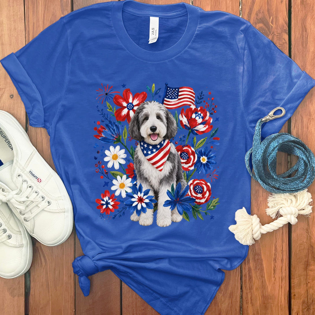 Sheepadoodle Floral Spirit T-Shirt in True Royal / S by Puppy Jo