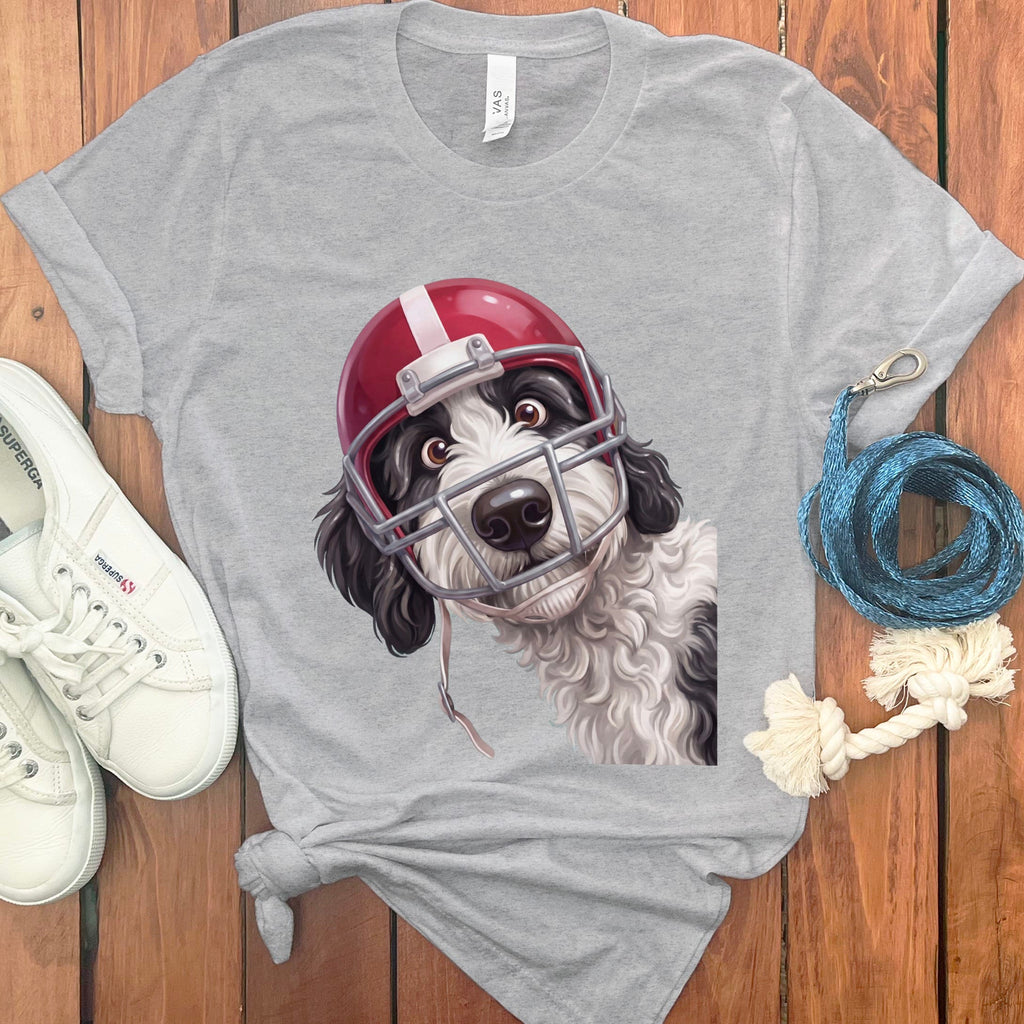Sheepadoodle Football Helmet T-Shirt in Athletic Heather / S by Puppy Jo