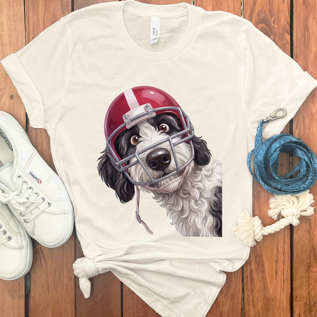 Sheepadoodle Football Helmet T-Shirt in Natural / S by Puppy Jo