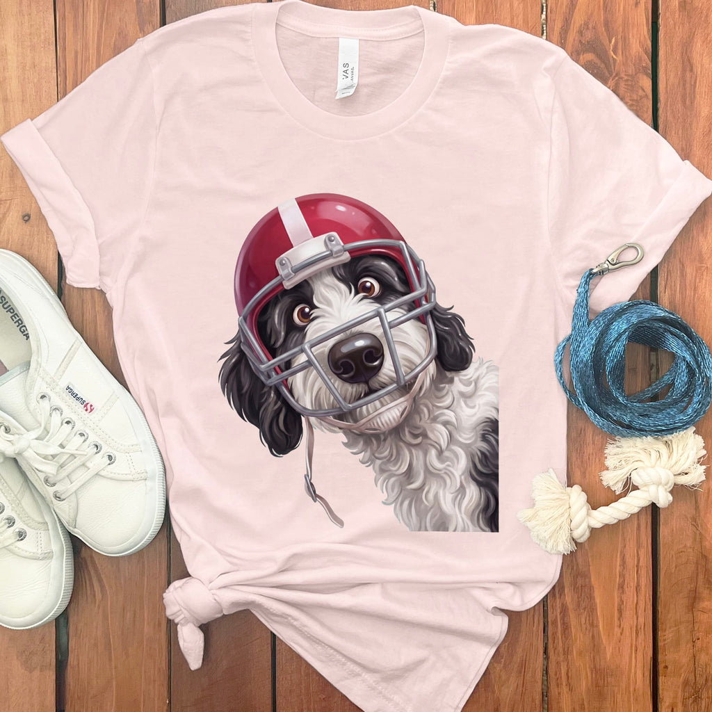 Sheepadoodle Football Helmet T-Shirt in Soft Pink / S by Puppy Jo