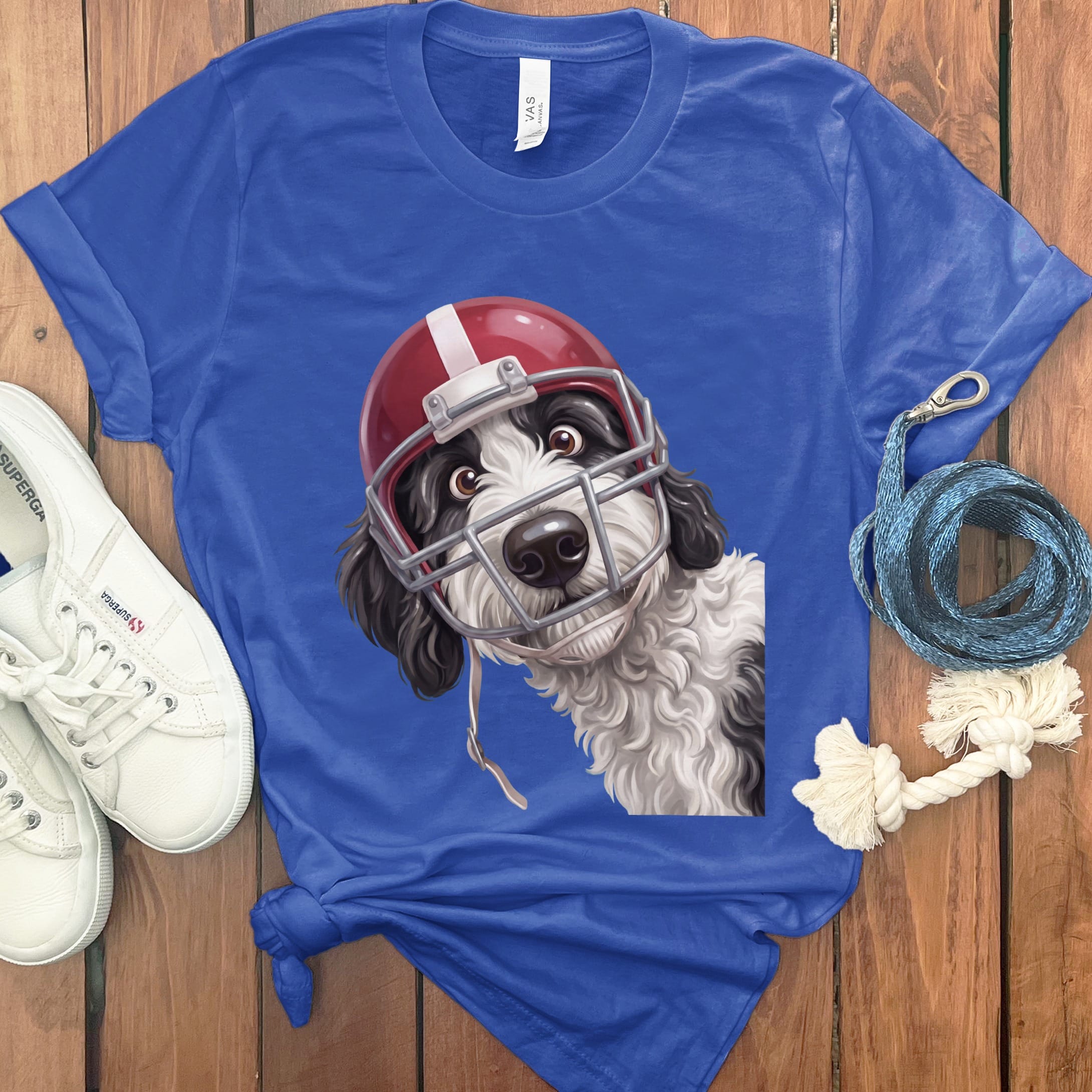 Sheepadoodle Football Helmet T-Shirt in True Royal / S by Puppy Jo