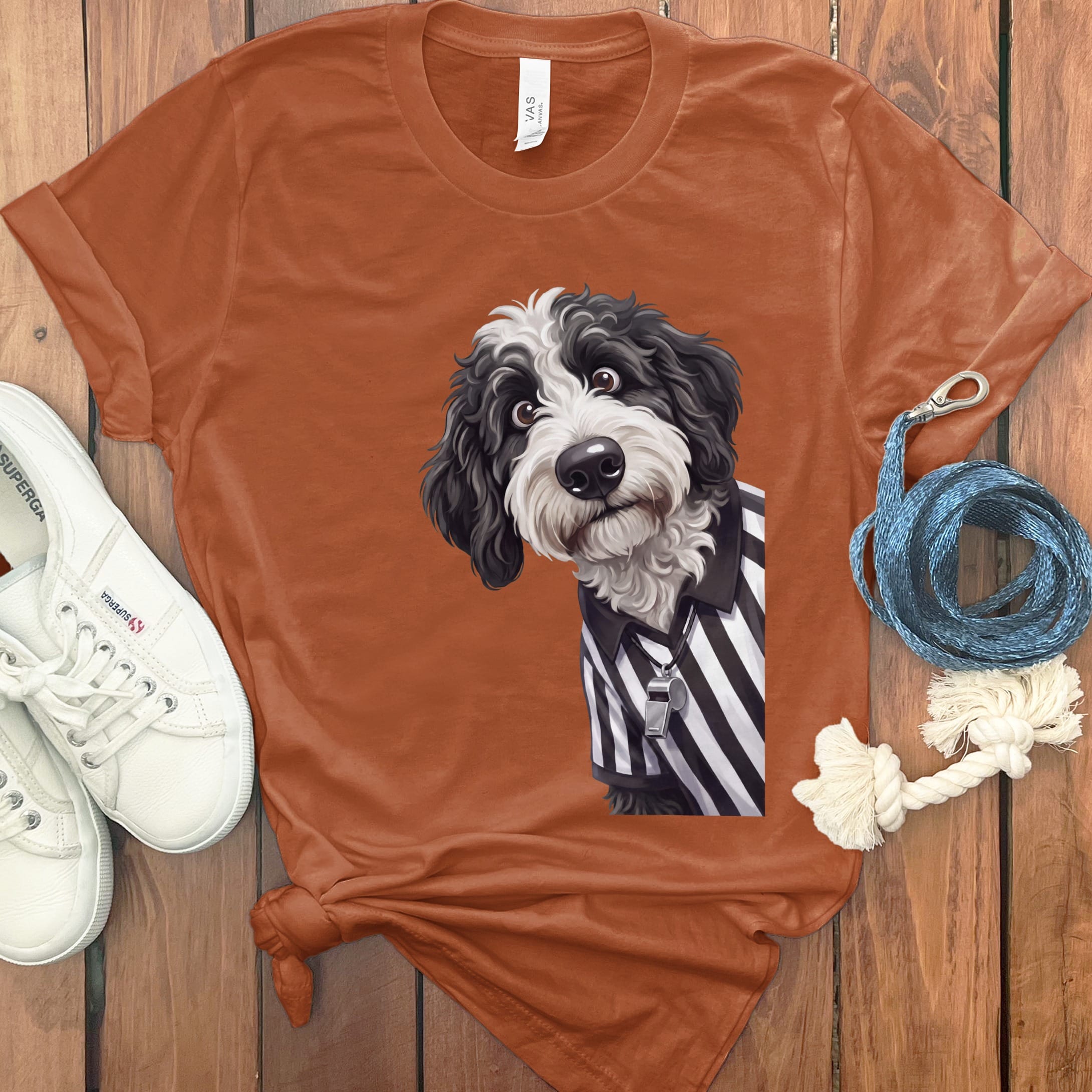 Sheepadoodle Football Referee T-Shirt in Autumn / S by Puppy Jo