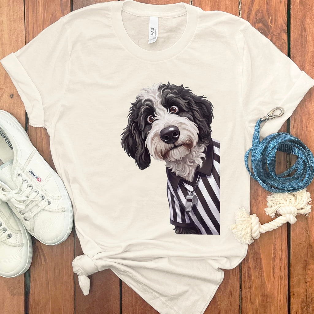 Sheepadoodle Football Referee T-Shirt in Natural / S by Puppy Jo
