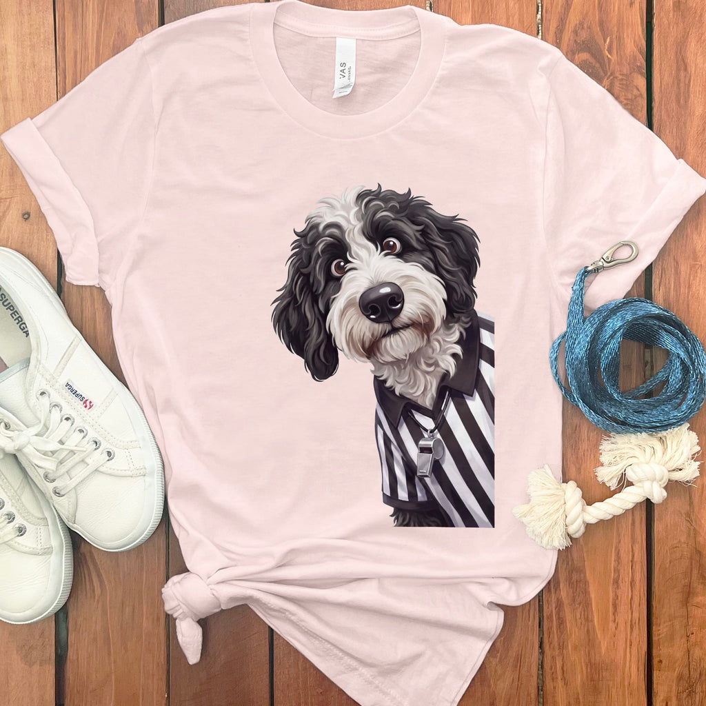Sheepadoodle Football Referee T-Shirt in Soft Pink / S by Puppy Jo
