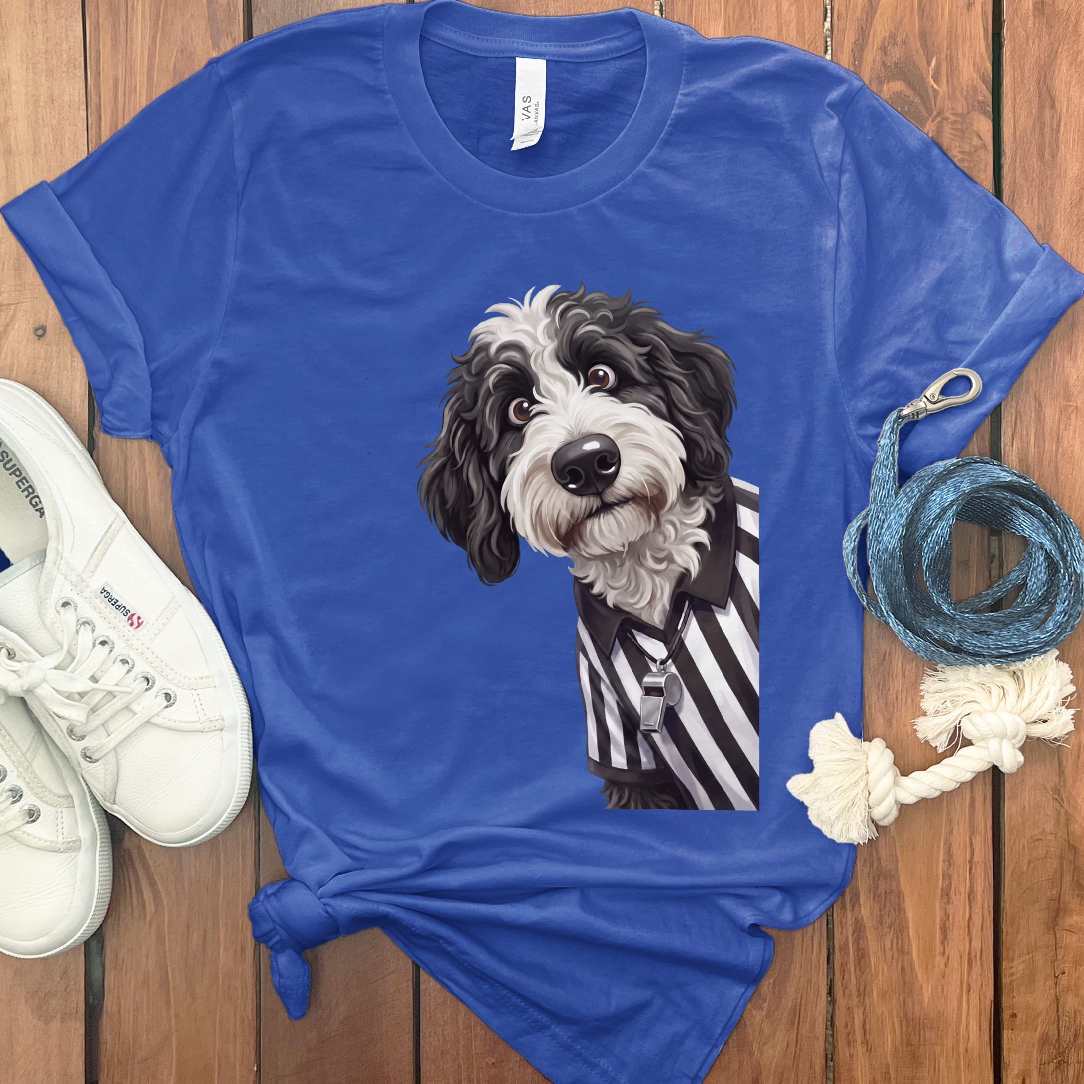 Sheepadoodle Football Referee T-Shirt in True Royal / S by Puppy Jo