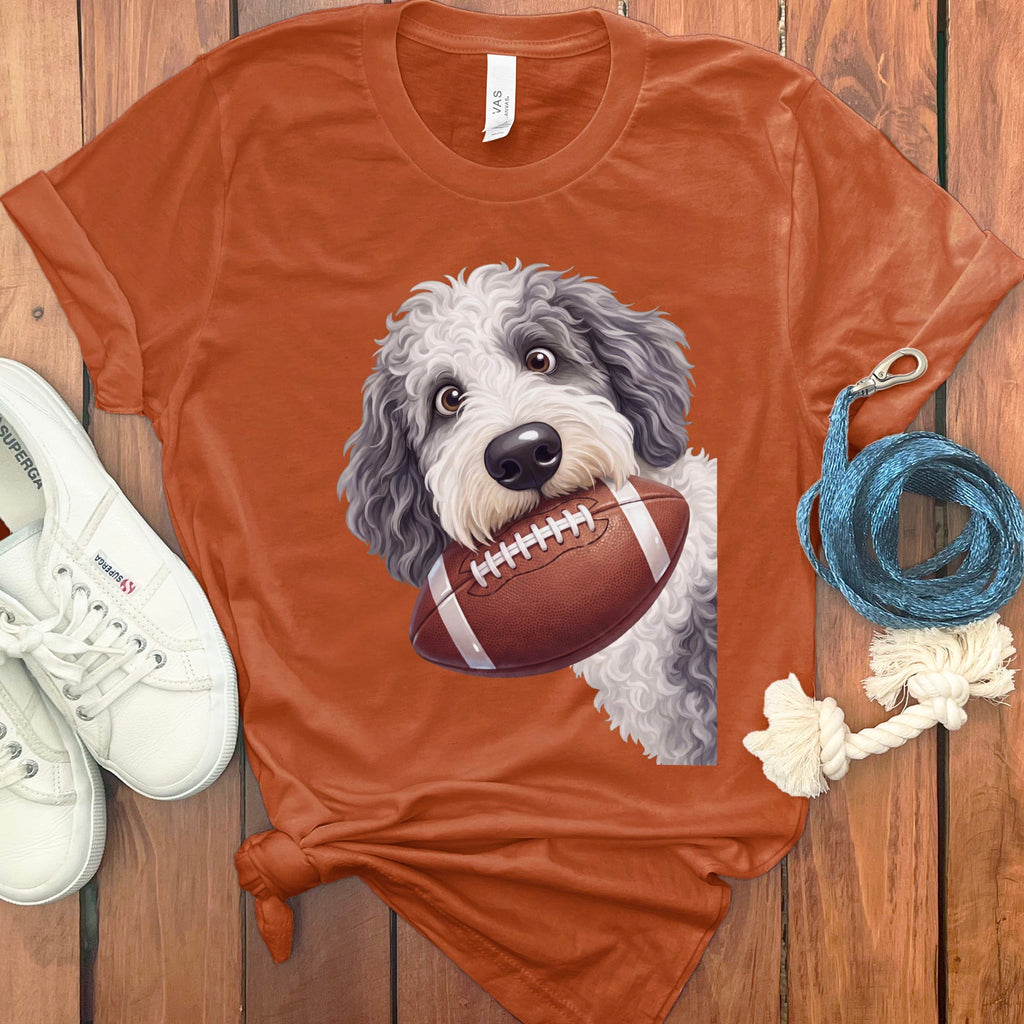 Sheepadoodle Football T-Shirt in Autumn / S by Puppy Jo
