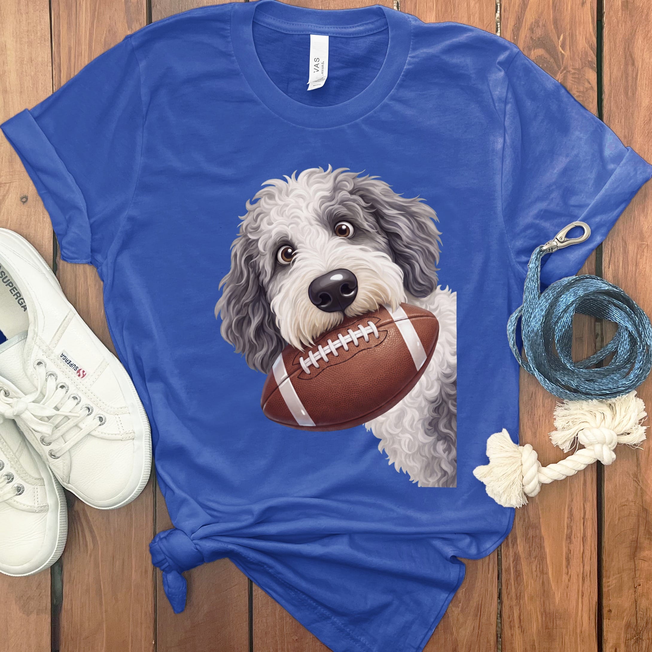 Sheepadoodle Football T-Shirt in True Royal / S by Puppy Jo