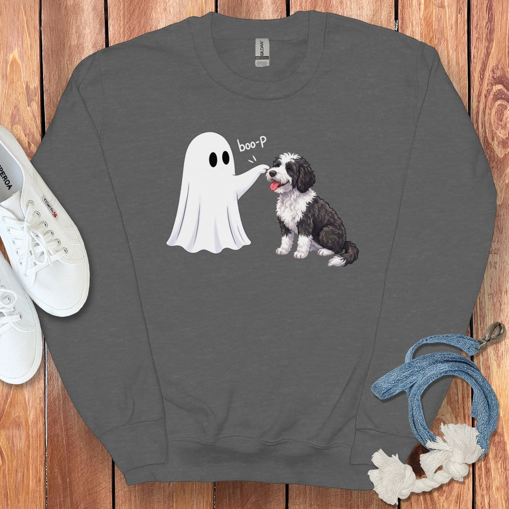 Sheepadoodle Ghost Boop Sweatshirt in Dark Heather / S by Puppy Jo