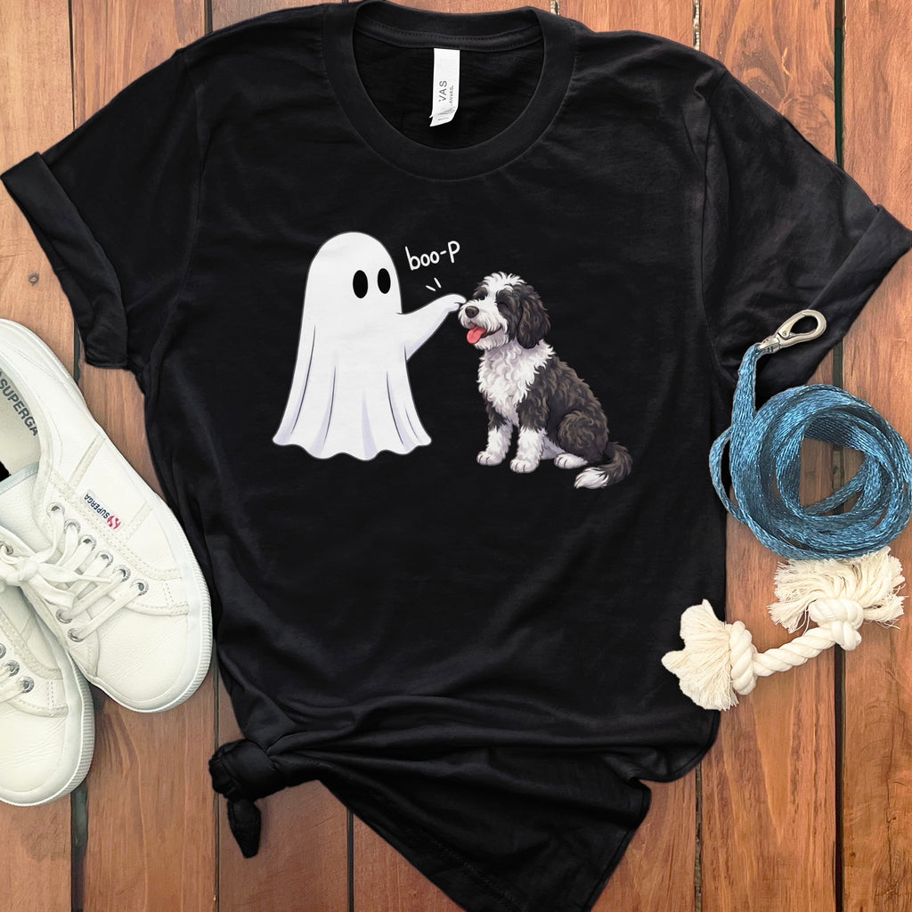 Sheepadoodle Ghost Boop T-Shirt in Black / S by Puppy Jo
