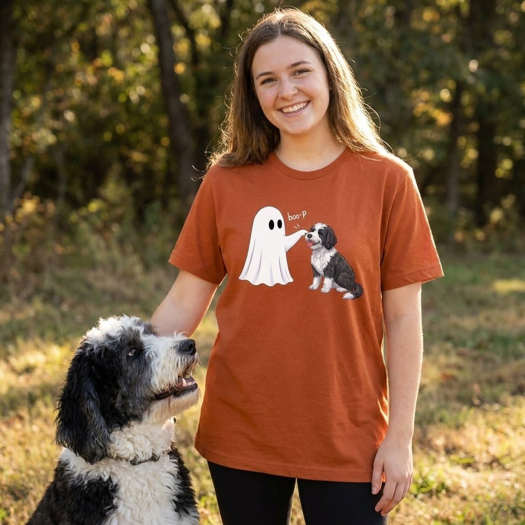 Sheepadoodle Ghost Boop T-Shirt in by Puppy Jo