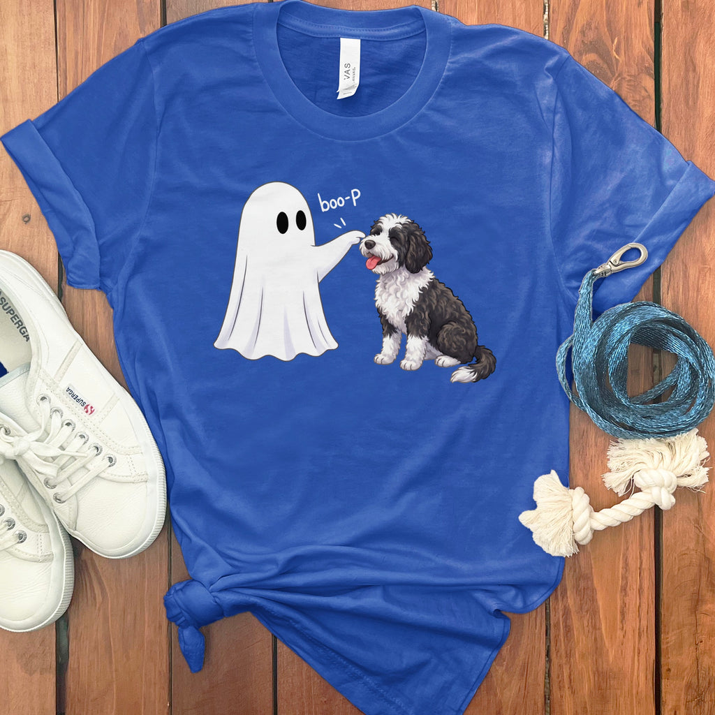 Sheepadoodle Ghost Boop T-Shirt in True Royal / S by Puppy Jo
