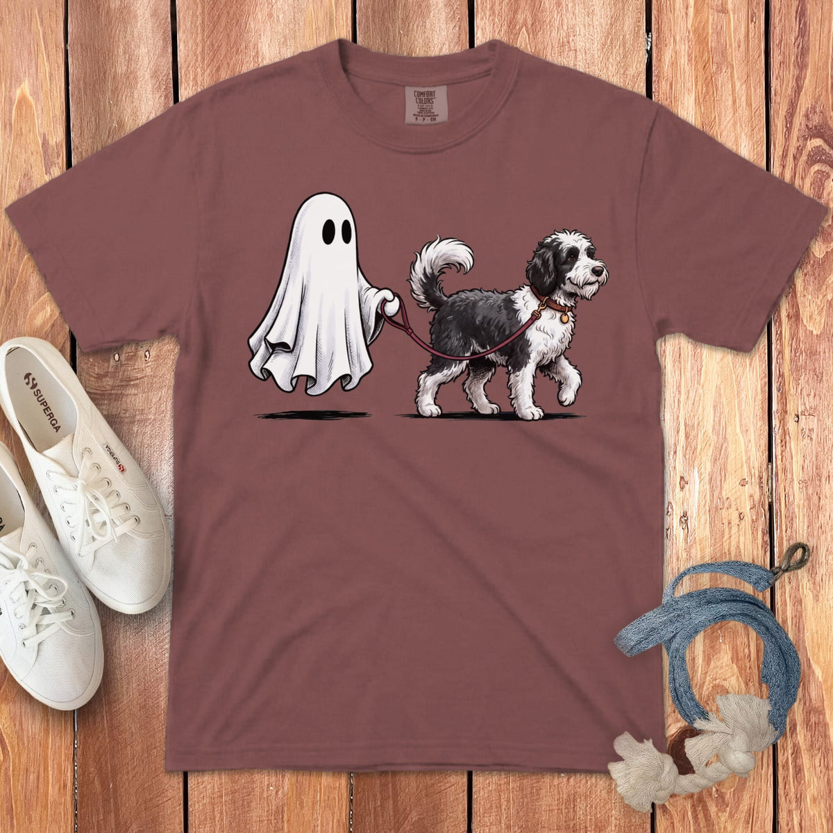 Sheepadoodle Ghost Walk Signature T-Shirt in Brick / S by Puppy Jo