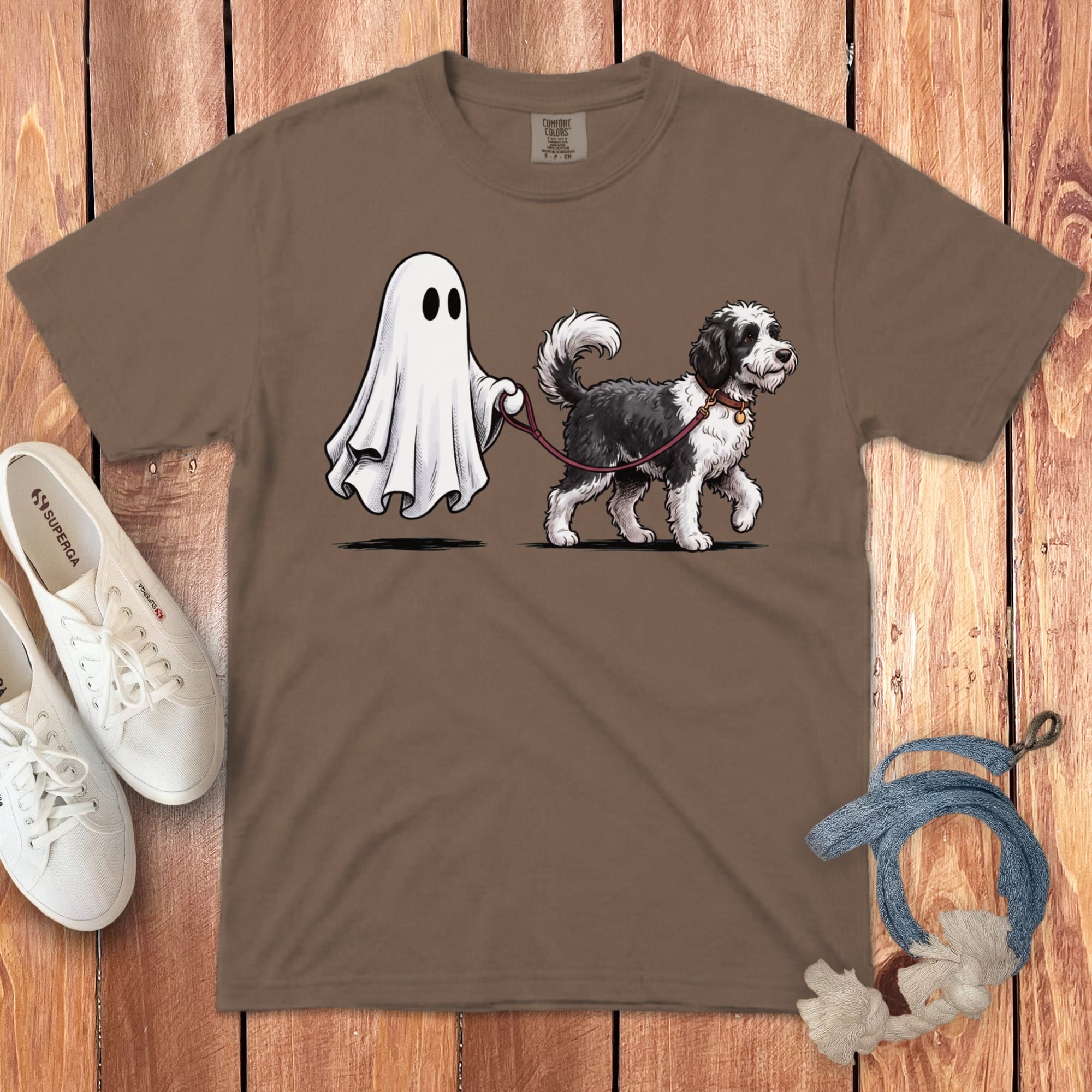 Sheepadoodle Ghost Walk Signature T-Shirt in Espresso / S by Puppy Jo