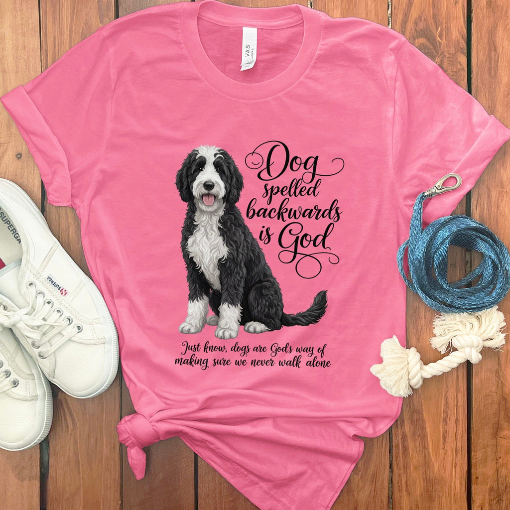 Sheepadoodle God T-Shirt in Charity Pink / S by Puppy Jo