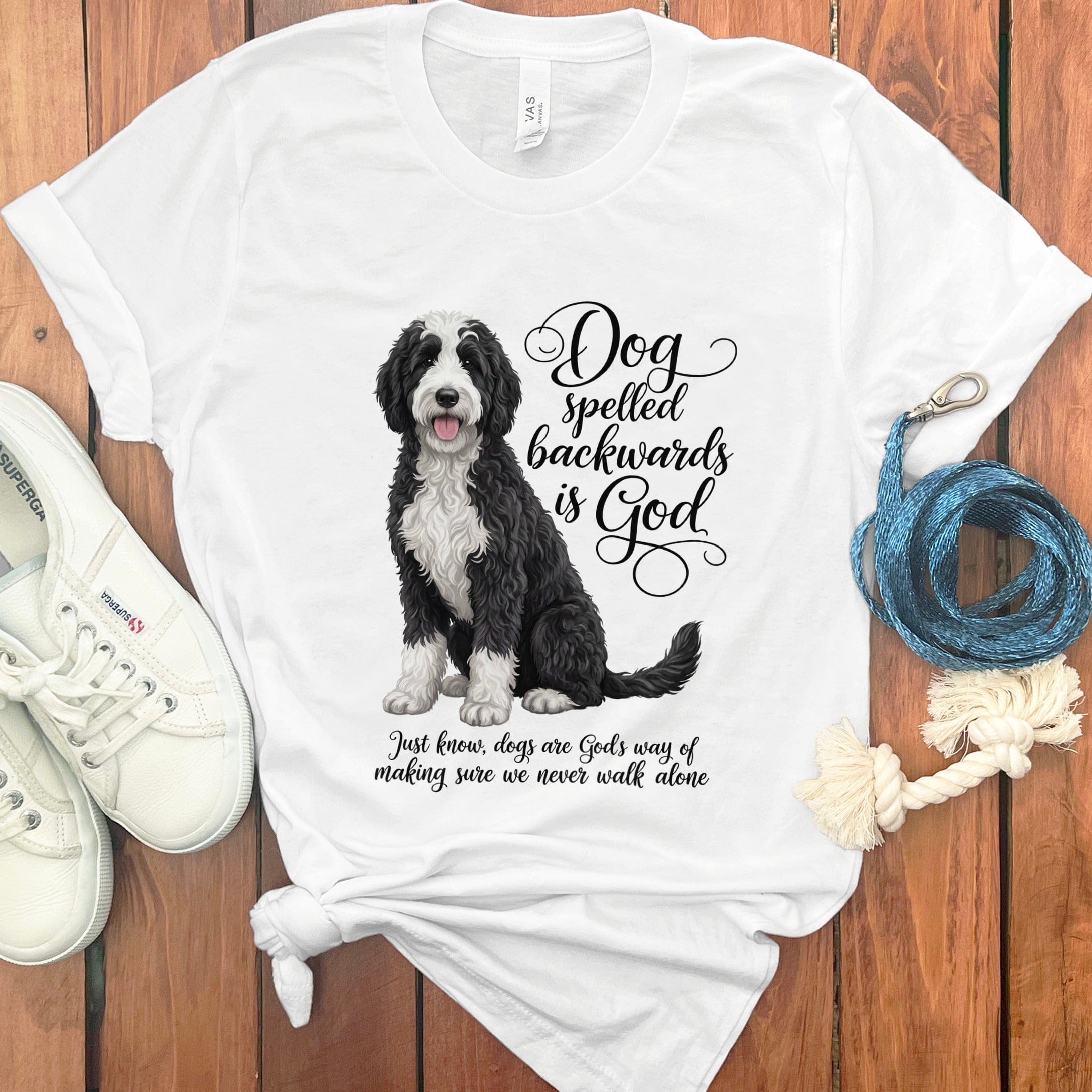 Sheepadoodle God T-Shirt in White / S by Puppy Jo