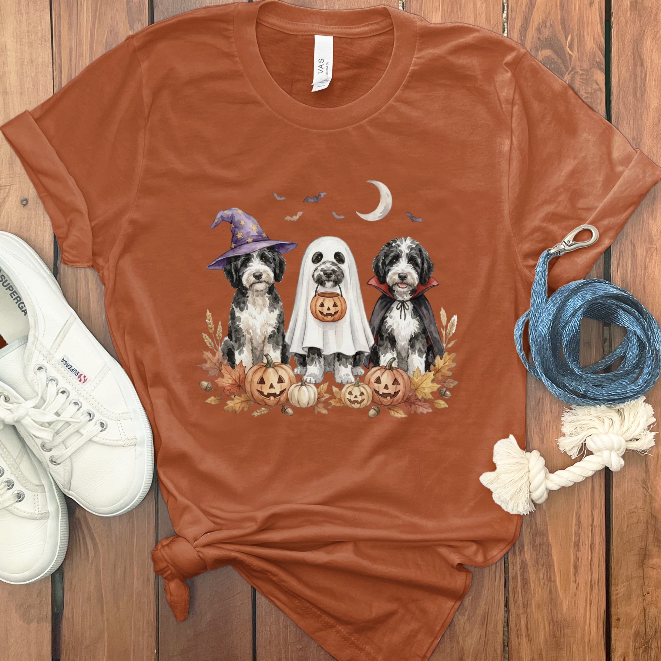 Sheepadoodle Halloween Crew T-Shirt in Autumn / S by Puppy Jo