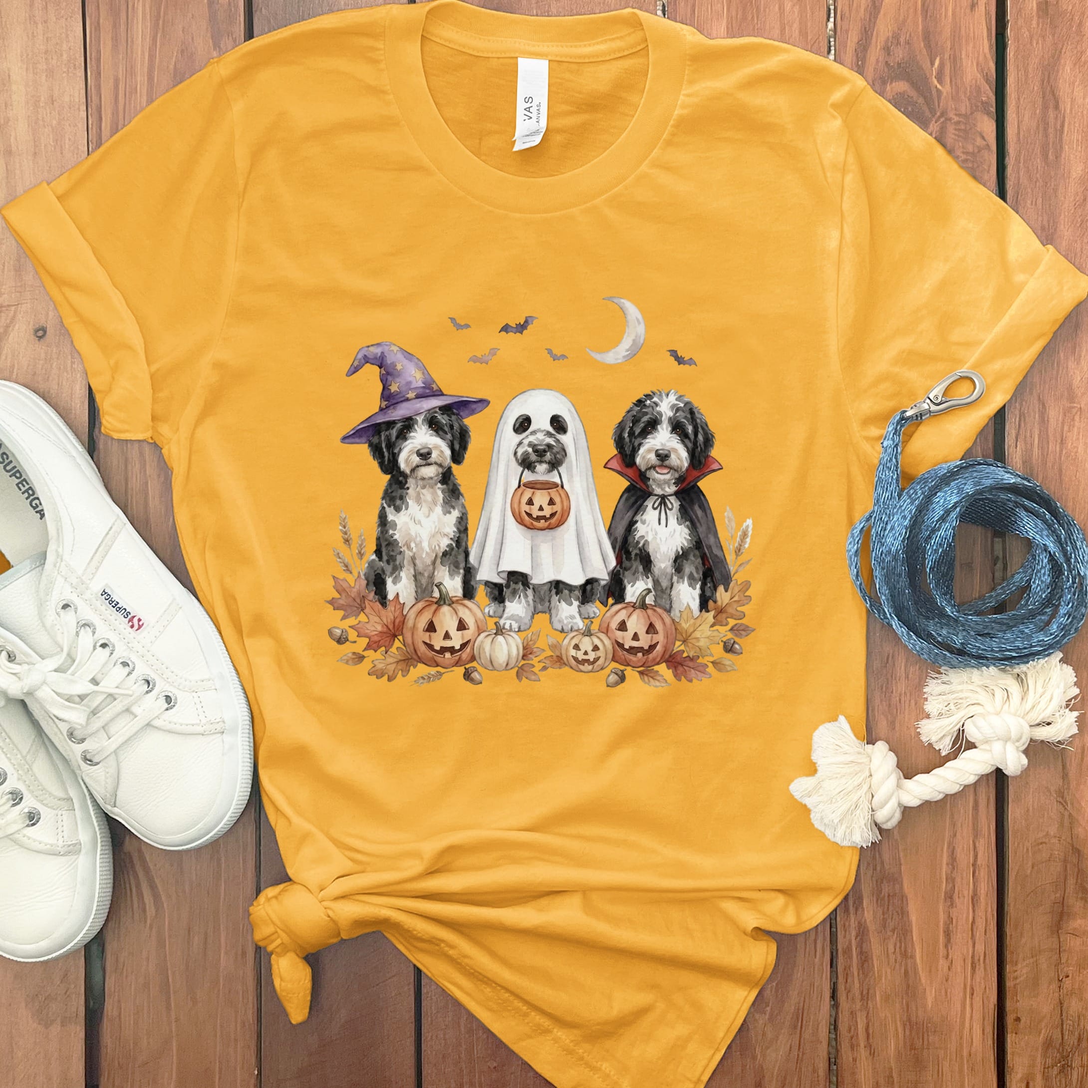 Sheepadoodle Halloween Crew T-Shirt in Gold / S by Puppy Jo