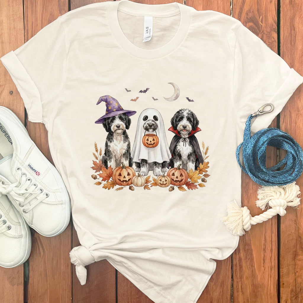 Sheepadoodle Halloween Crew T-Shirt in Natural / S by Puppy Jo