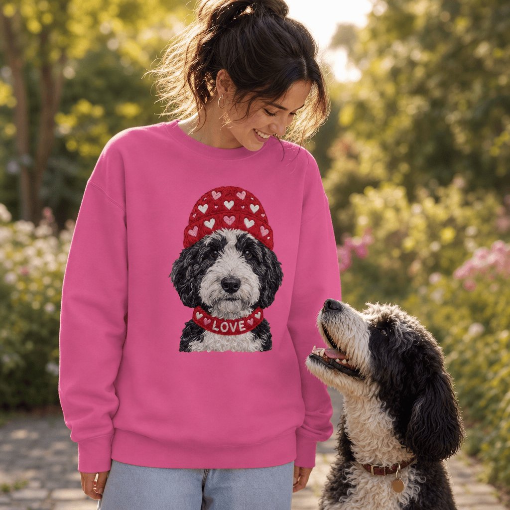 Sheepadoodle Heart Cap Sweatshirt in by Puppy Jo