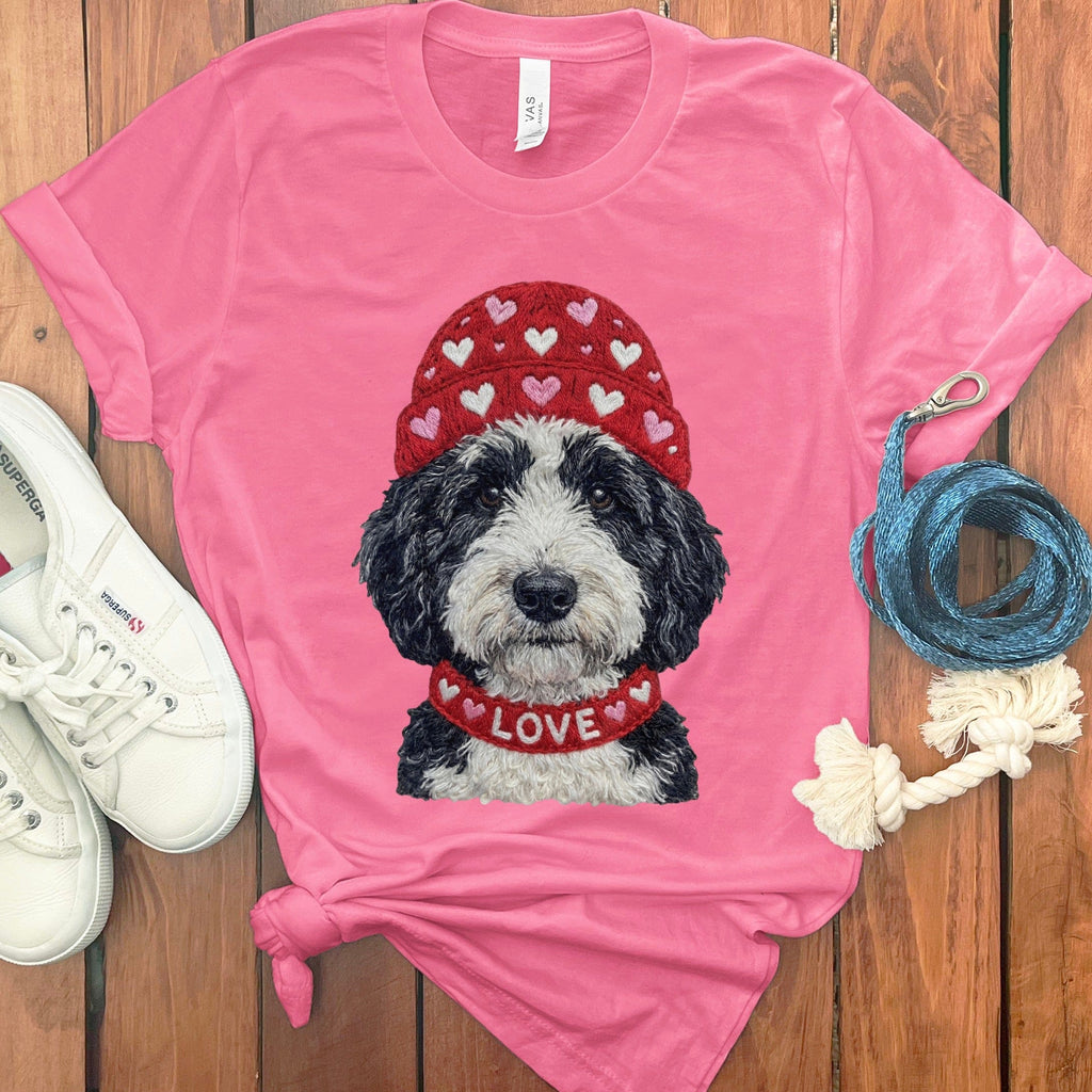 Sheepadoodle Heart Cap T-Shirt in Charity Pink / S by Puppy Jo