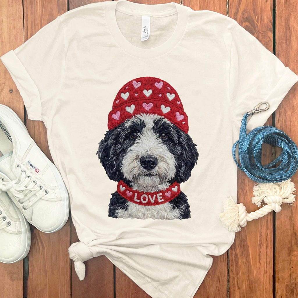 Sheepadoodle Heart Cap T-Shirt in Natural / S by Puppy Jo