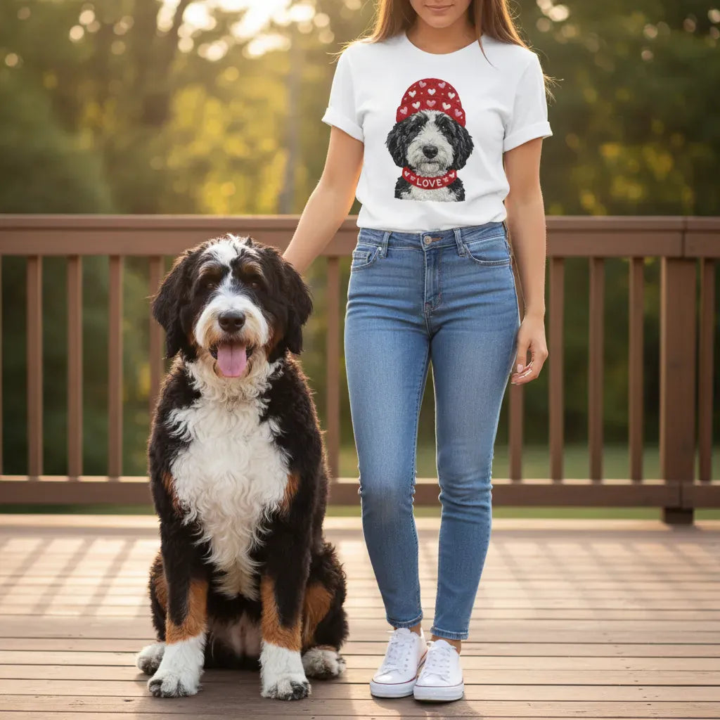 Sheepadoodle Heart Cap T-Shirt in by Puppy Jo