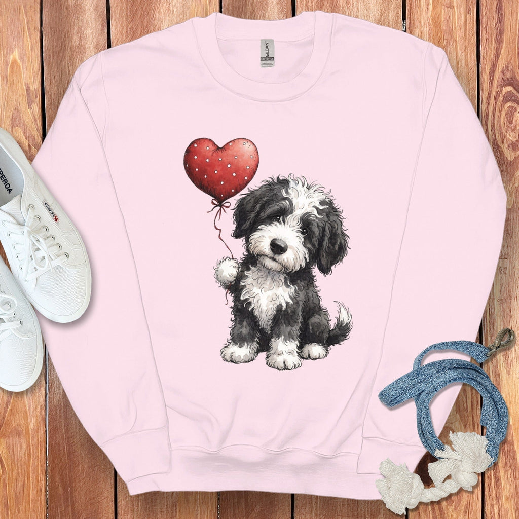 Sheepadoodle Heart Sweatshirt in Light Pink / S by Puppy Jo