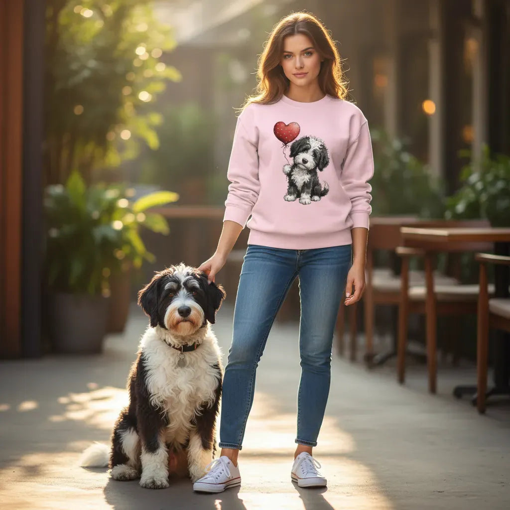 Sheepadoodle Heart Sweatshirt in by Puppy Jo