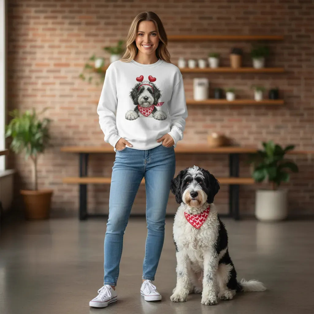 Sheepadoodle Heart Sweatshirt in by Puppy Jo