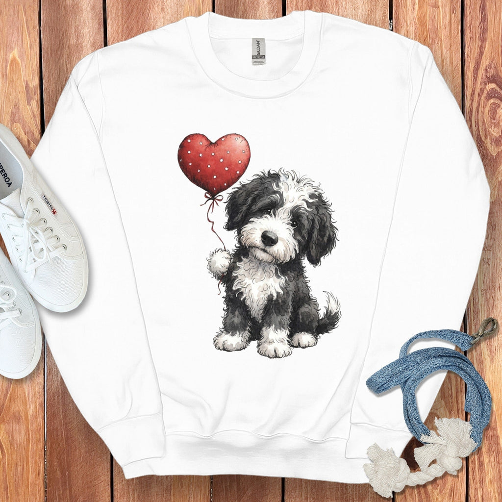 Sheepadoodle Heart Sweatshirt in White / S by Puppy Jo
