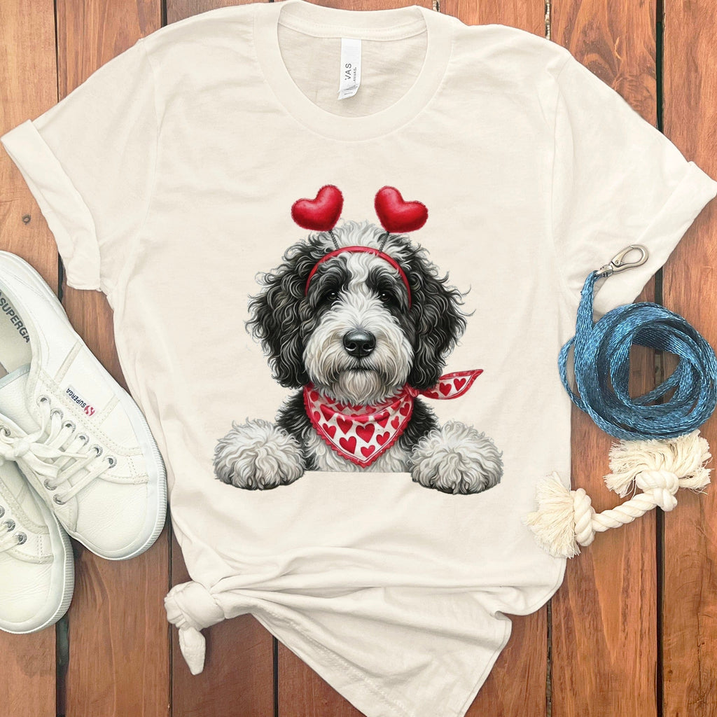 Sheepadoodle Heart T-Shirt in Natural / S by Puppy Jo