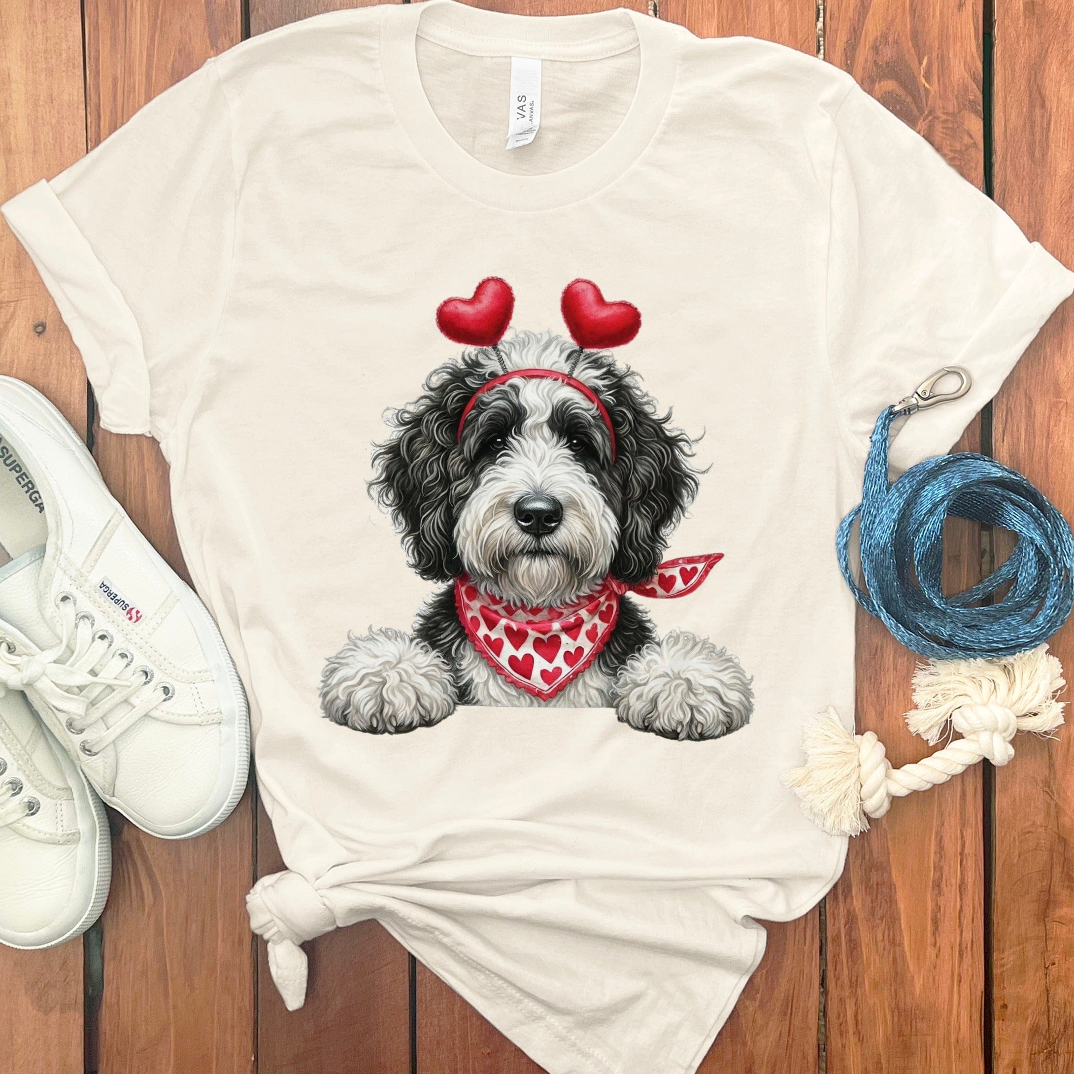 Sheepadoodle Heart T-Shirt in Natural / S by Puppy Jo
