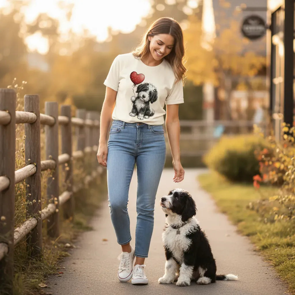 Sheepadoodle Heart T-Shirt in by Puppy Jo