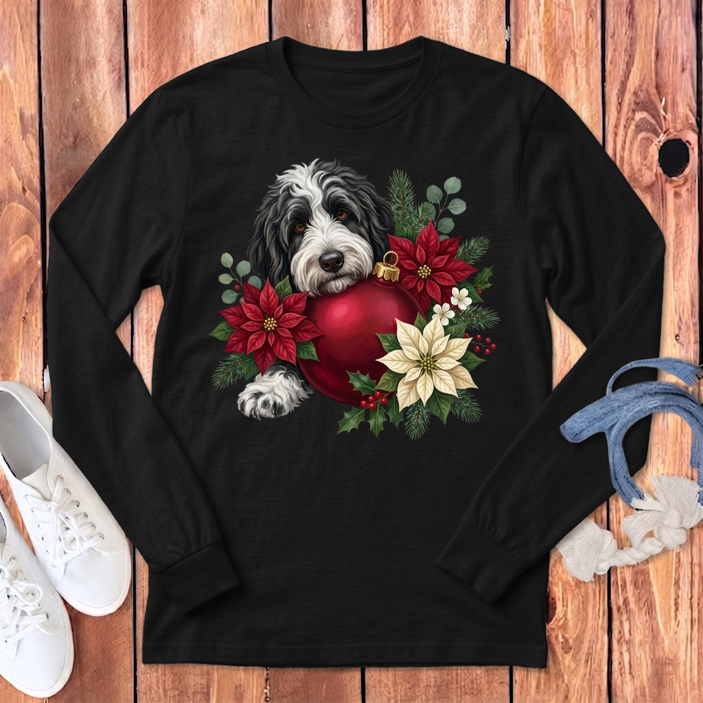Sheepadoodle Holiday Cheer Long Sleeve T-Shirt in S / Dark Grey Heather by Puppy Jo