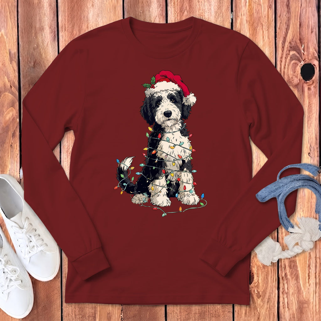 Sheepadoodle Holiday Long Sleeve T-Shirt in Cardinal / S by Puppy Jo