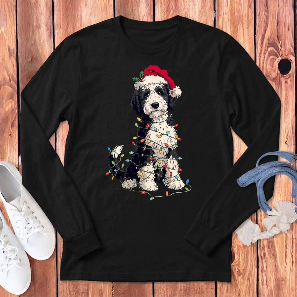 Sheepadoodle Holiday Long Sleeve T-Shirt in Dark Grey Heather / S by Puppy Jo