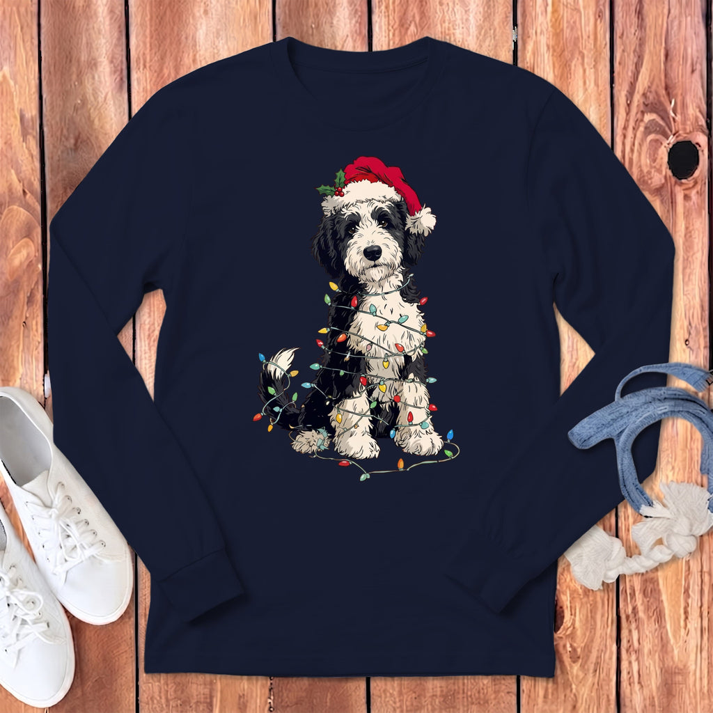 Sheepadoodle Holiday Long Sleeve T-Shirt in Navy / S by Puppy Jo