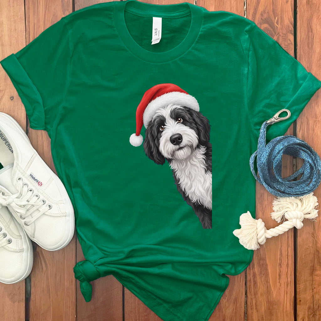 Sheepadoodle Holiday Santa T-Shirt in Kelly / S by Puppy Jo
