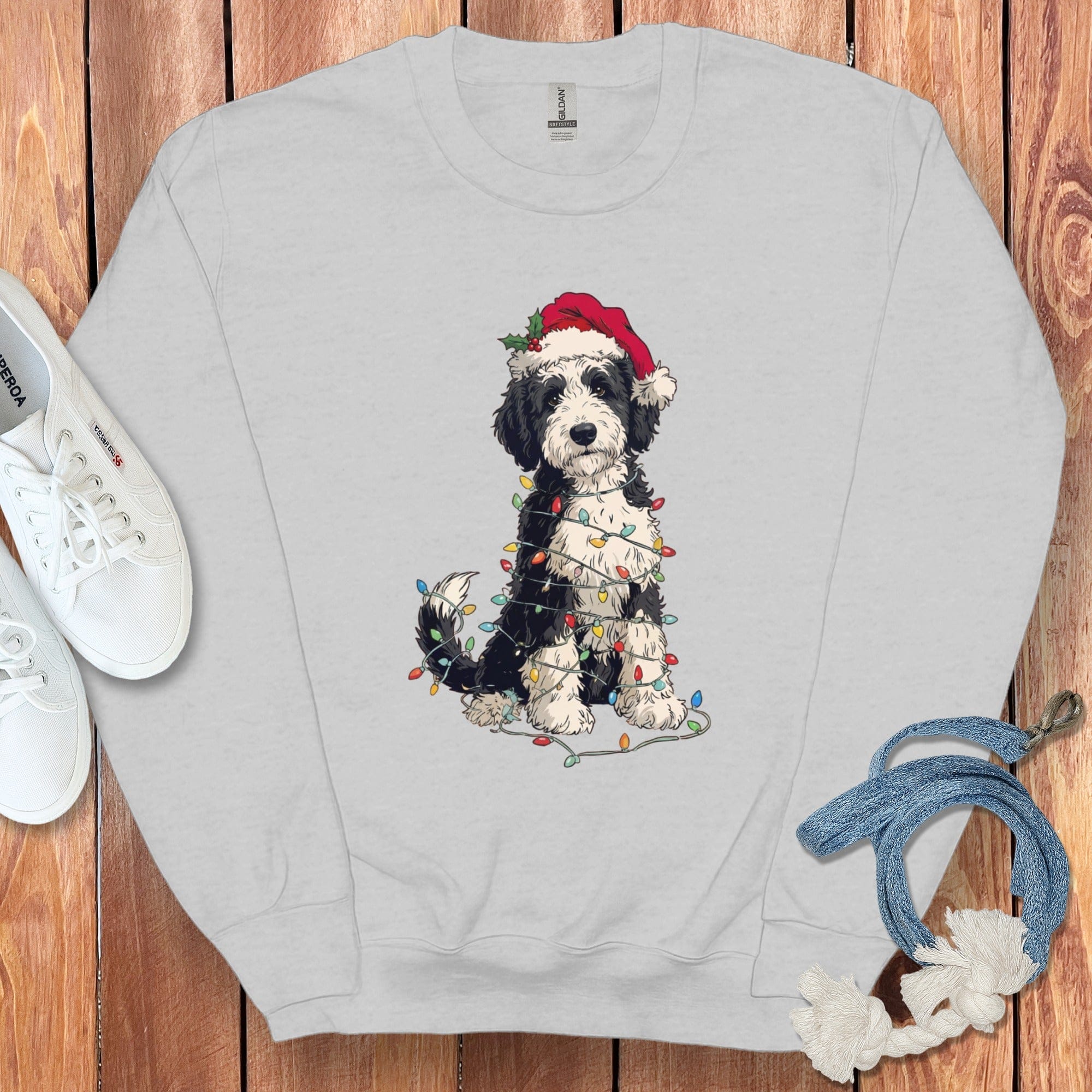 Sheepadoodle Holiday Sweatshirt in Sport Grey / S by Puppy Jo