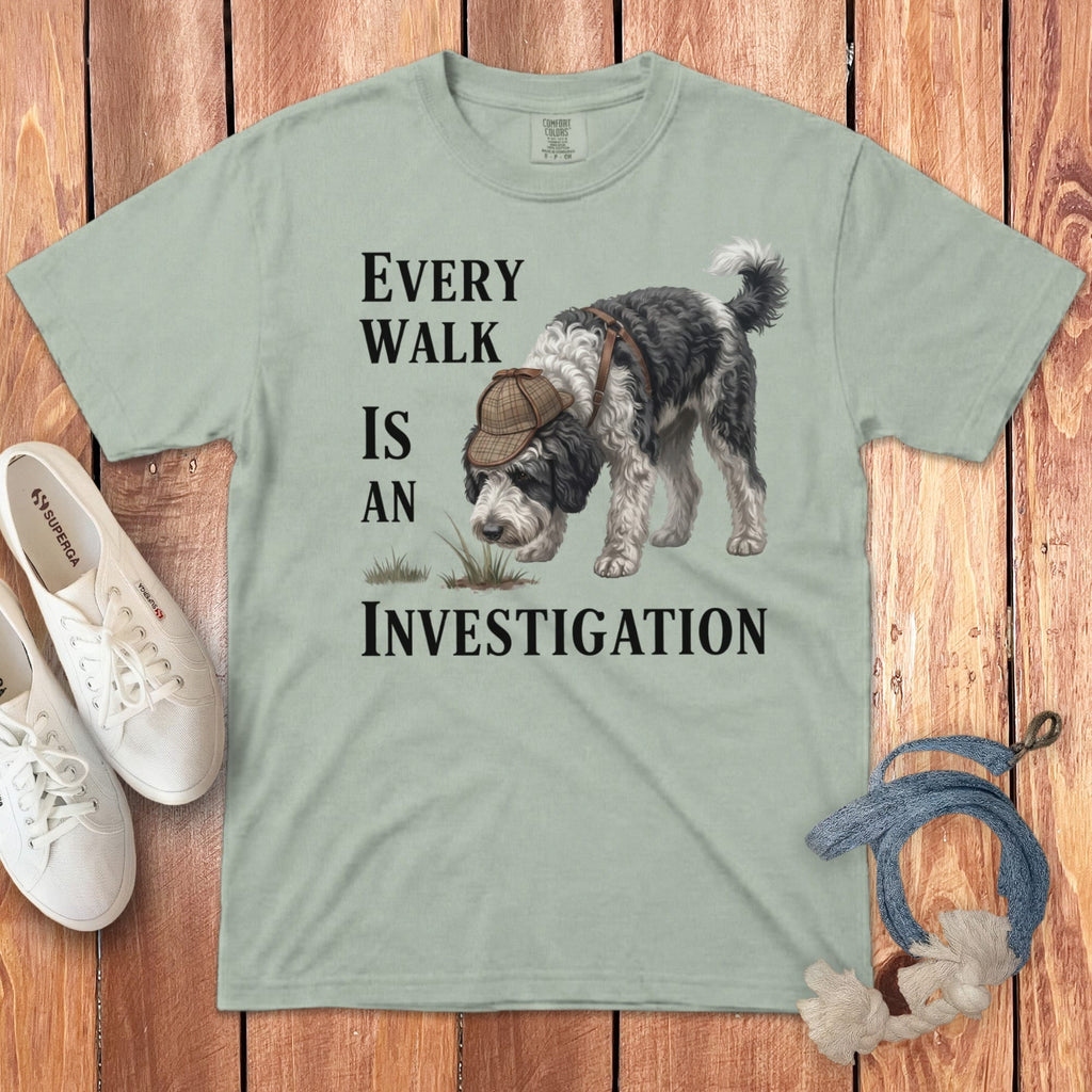 Sheepadoodle Investigation Signature T-Shirt in Bay / M by Puppy Jo