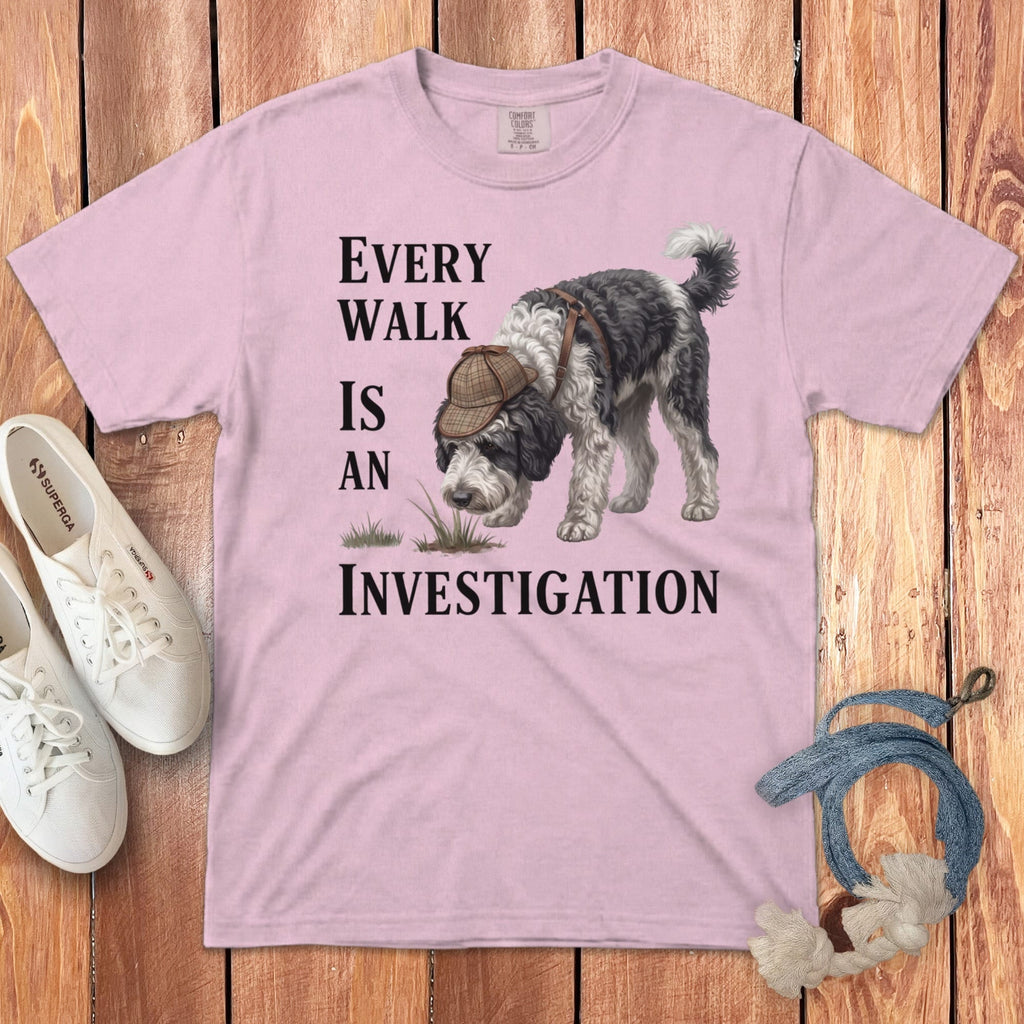 Sheepadoodle Investigation Signature T-Shirt in Blossom / M by Puppy Jo
