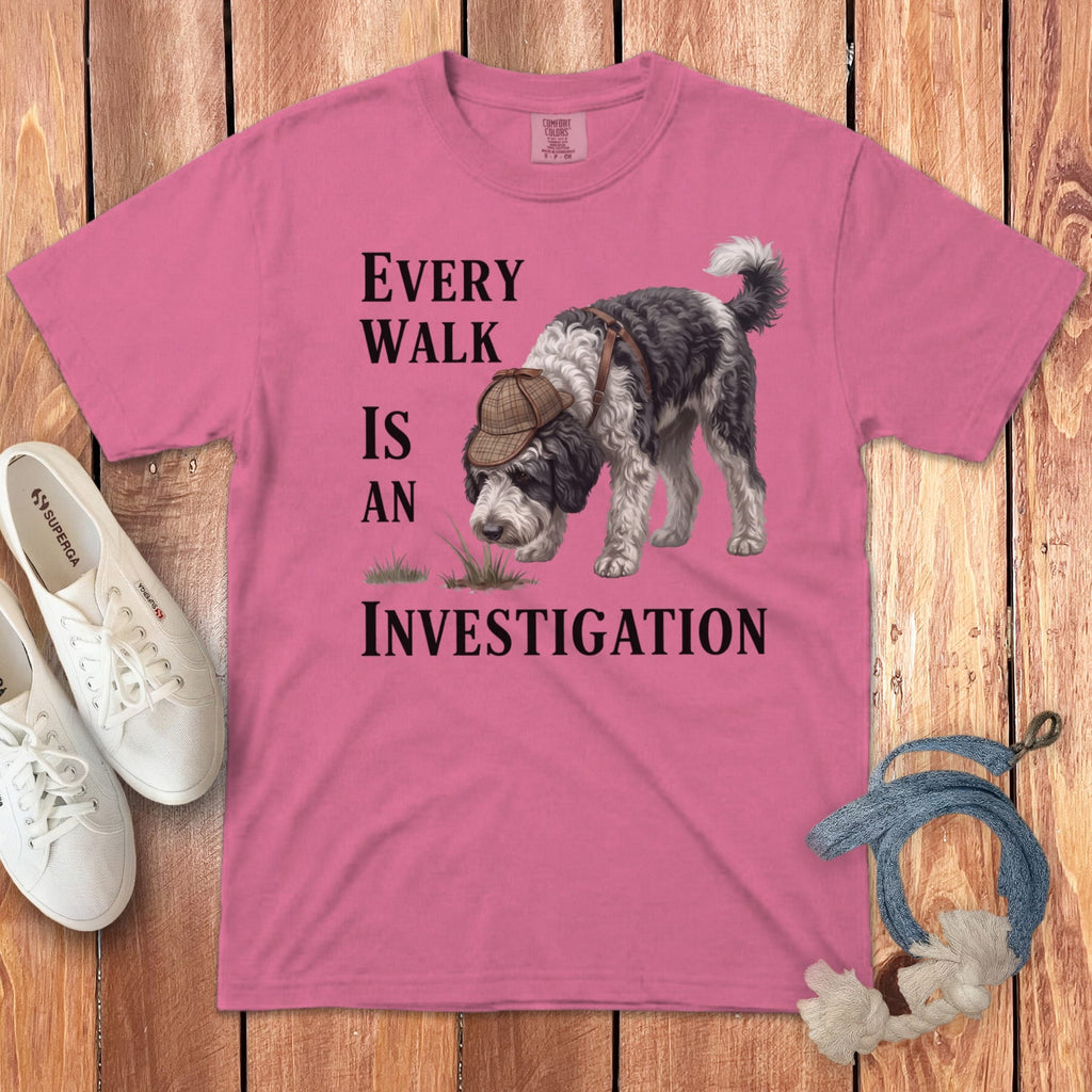 Sheepadoodle Investigation Signature T-Shirt in Crunchberry / M by Puppy Jo