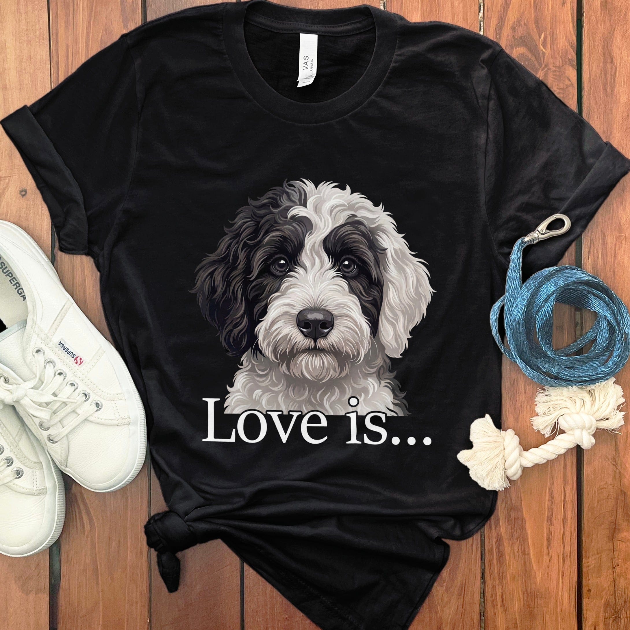 Sheepadoodle Love T-Shirt in Black / M by Puppy Jo