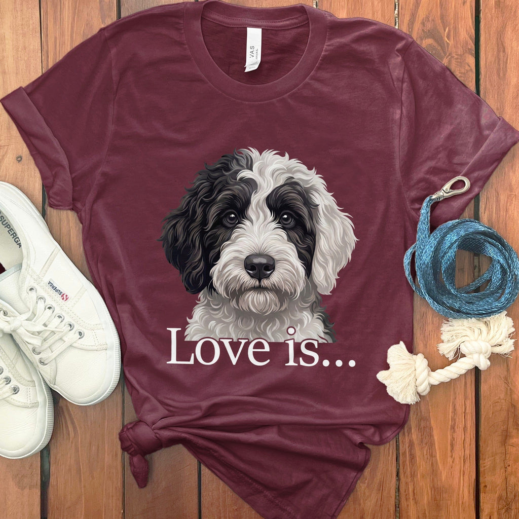 Sheepadoodle Love T-Shirt in Maroon / M by Puppy Jo