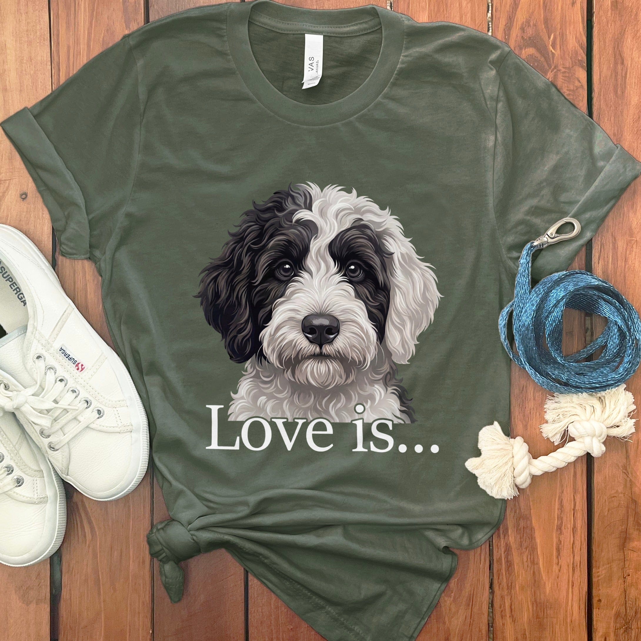 Sheepadoodle Love T-Shirt in Military Green / M by Puppy Jo