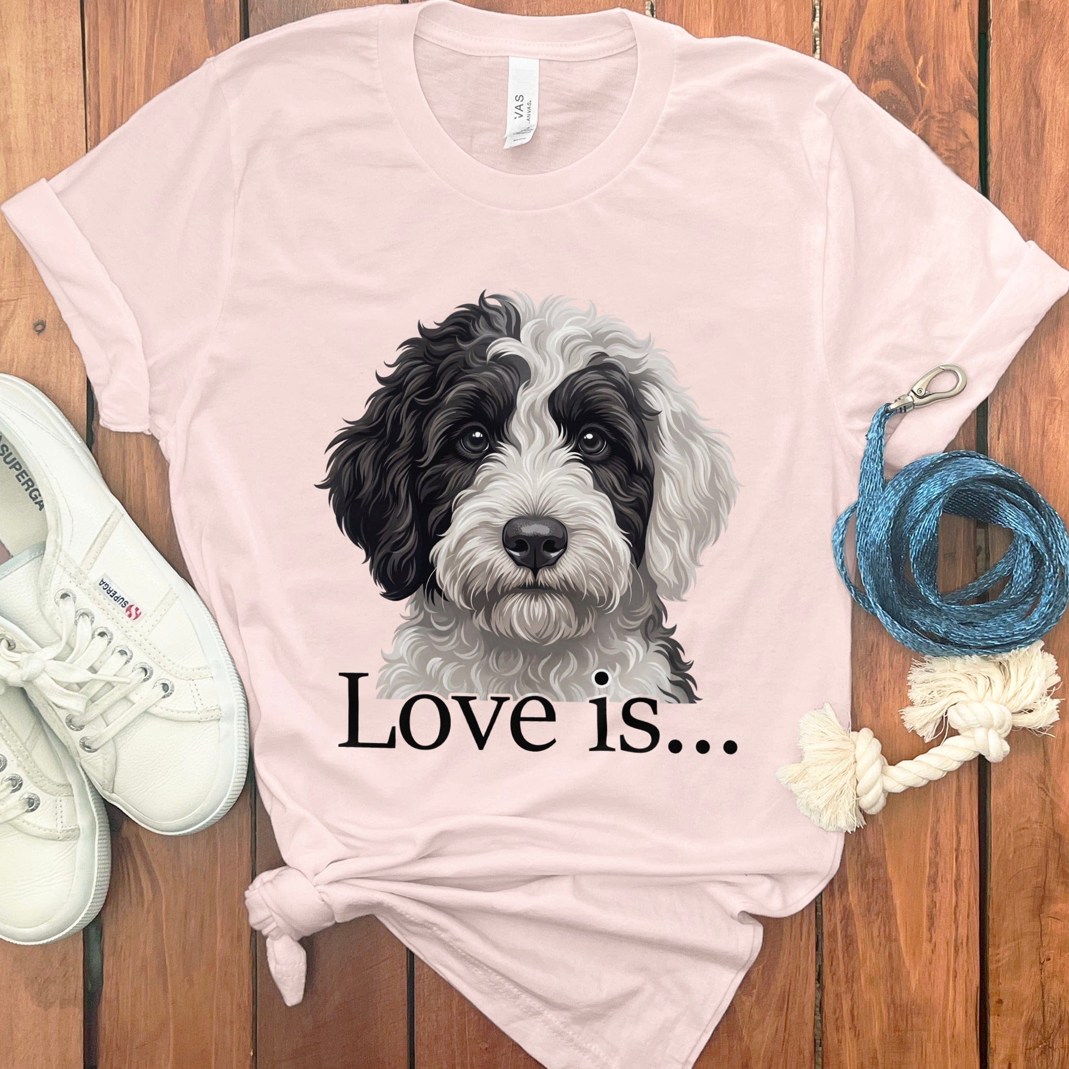 Sheepadoodle Love T-Shirt in Soft Pink / M by Puppy Jo