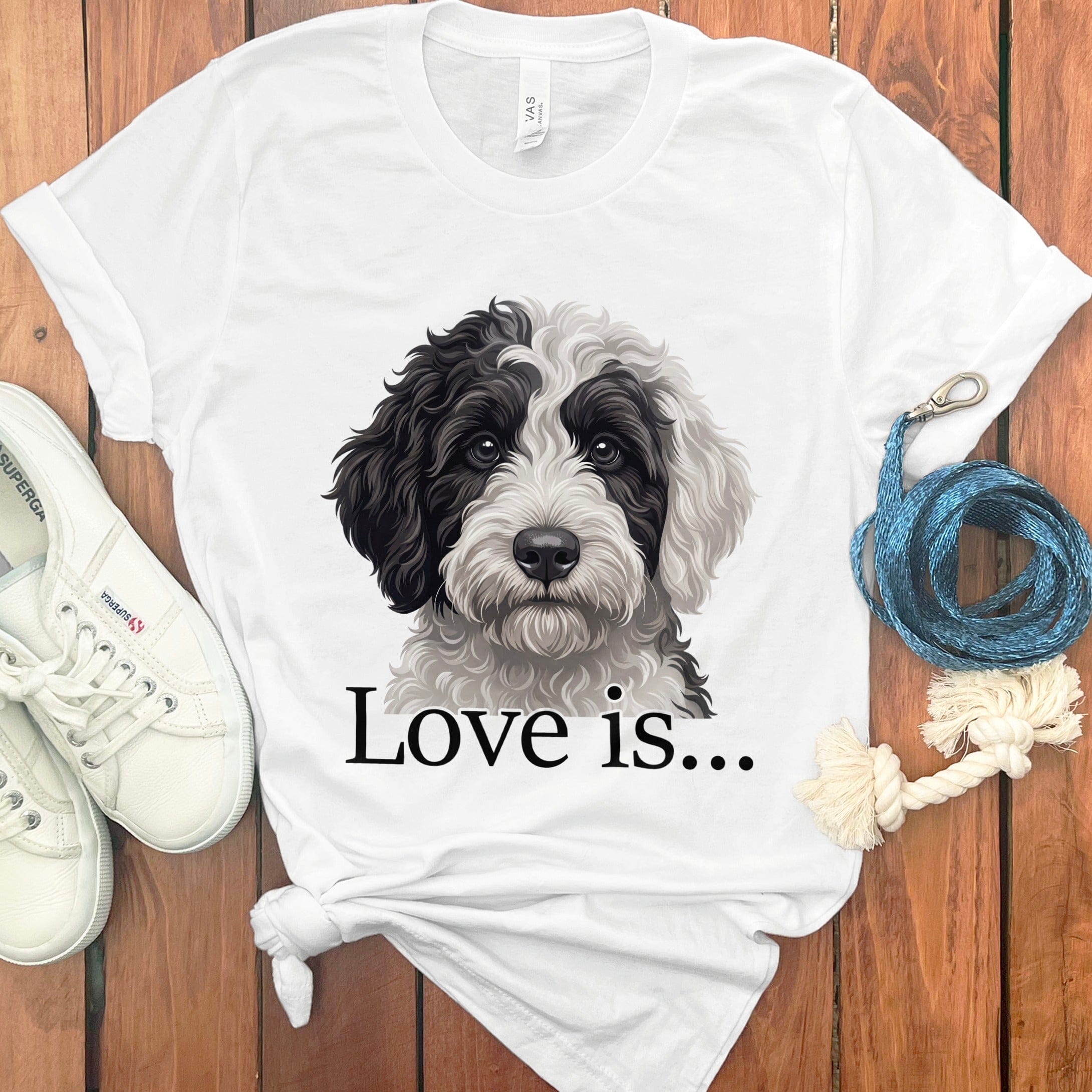 Sheepadoodle Love T-Shirt in White / M by Puppy Jo