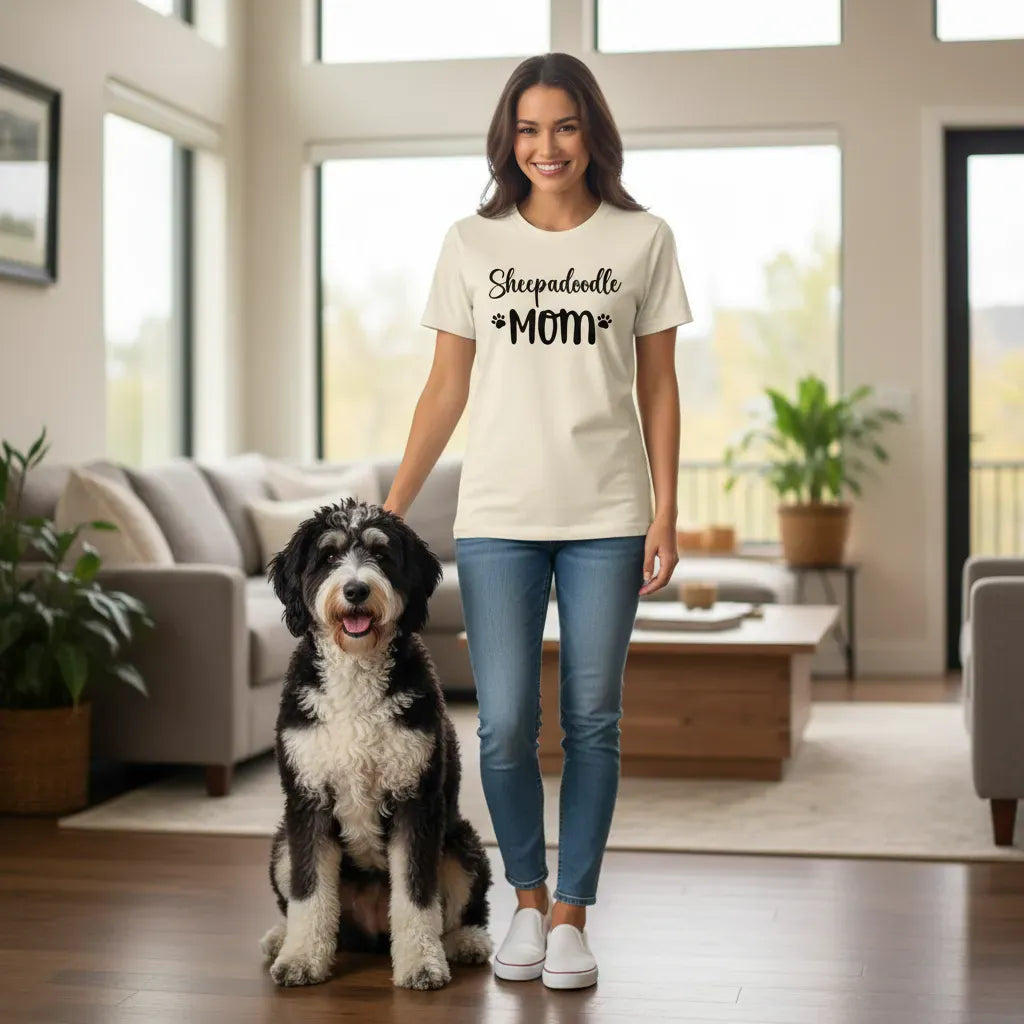 Sheepadoodle Mom T-Shirt in by Puppy Jo