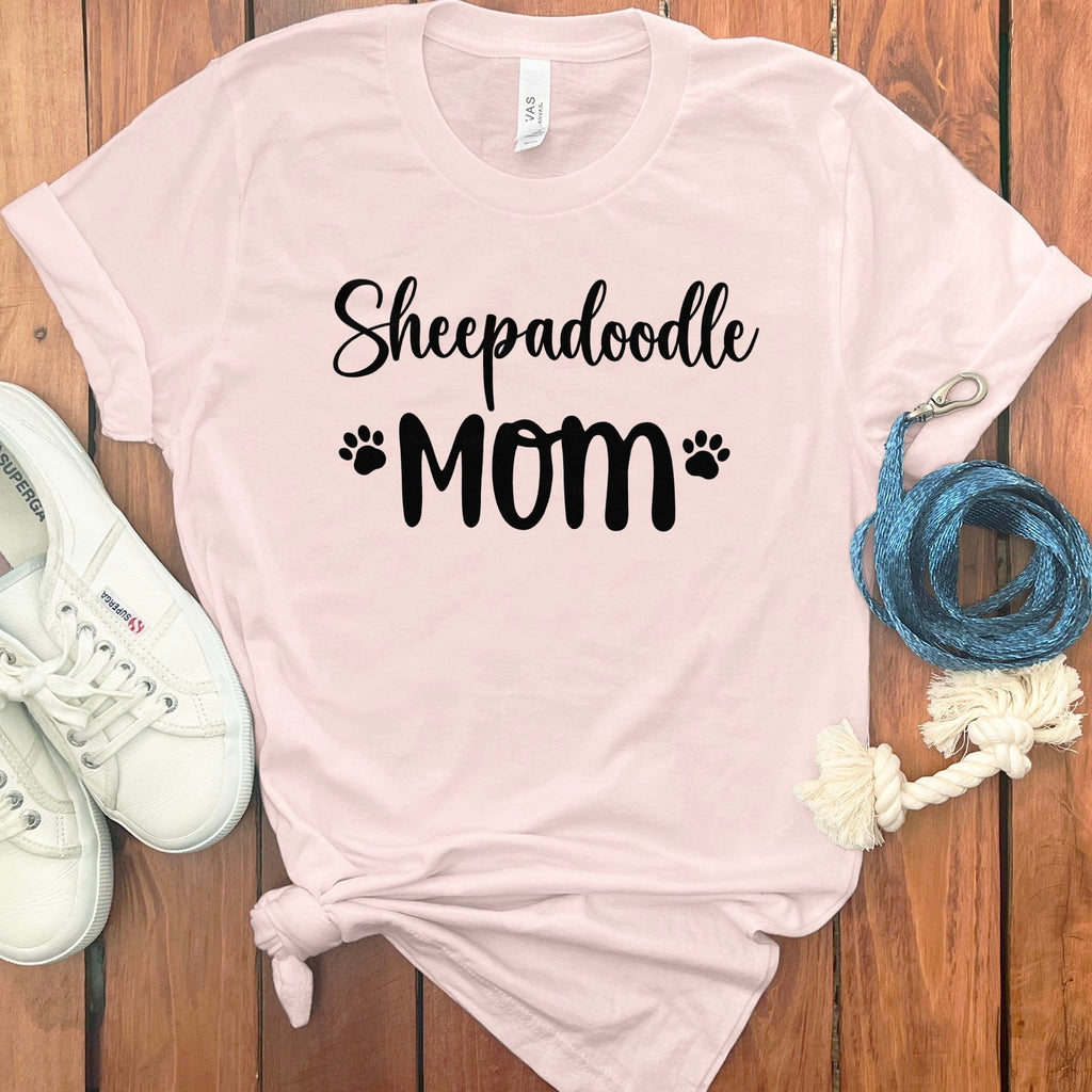 Sheepadoodle Mom T-Shirt in Soft Pink / S by Puppy Jo